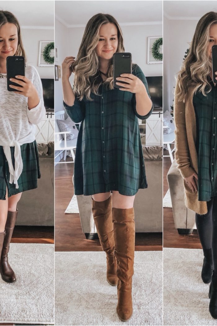 1 Plaid Dress Worn 3 Different Ways